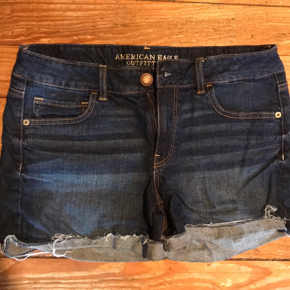 Dark wash AE midi shorts